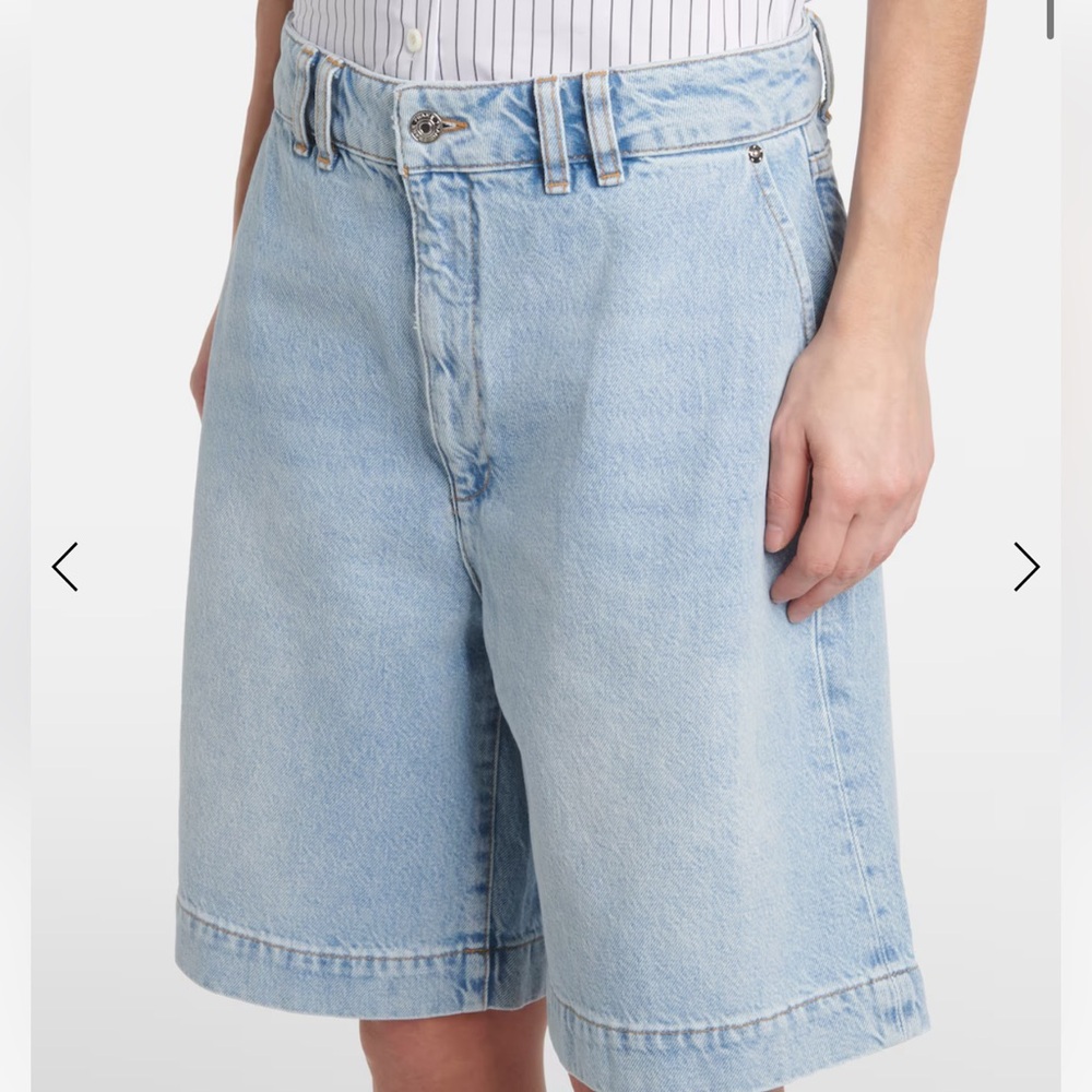 FRAME The Trouser Shorts Light Blue Denim Bermuda Women's Shorts. NEW - Picture 3 of 13